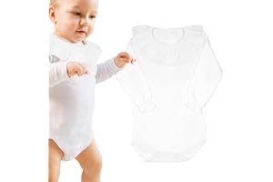 BOD HOME, Body Bebè Batista Bimbo, Manica Lunga con Collo Arricciato Ricamato, Unisex, 100% Cotone, Fino a 24 mesi, Body con Collo Ricamato Colorato, Comodo, Morbido, ideale per la Vita Quotidiana.