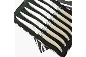 LAGUIOLE ACTIFORGE Coffret de 6 Couteaux à Steak Laguiole ABS de Couleur Blanche