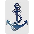 FINGERINSPIRE Anchor Stencil Template 8.2"x11.7" Nautical Painting Stencil with Helm Pattern Reusable Plastic Drawing Stencil for DIY Projects Crafts