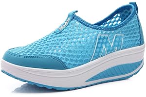 JUKKA Femmes Minceur Taille Chaussures Marche Baskets 35-42eu Plate-Forme Chaussures Poids Air Léger Engrener Elastic Sports en Marchant Yoga Tennis à Enfiler Pas Cher Trainers en Maille Plates Été