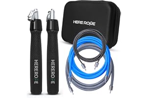 Hererope 3-i-1 viktat hopprep, utbytbara vikter 0,1 kg, 0,1 kg, 0,2 kg, 360 graders rotation, justerbar längd, ergonomiskt lä