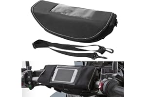 FTKDMT Waterproof Handlebar Bag, Motorcycle Handlebar Storage Bag with Transparent Pouch Fits Harley BMW F750GS F850GS R1200GS Triumph Honda Yamaha Suzuki