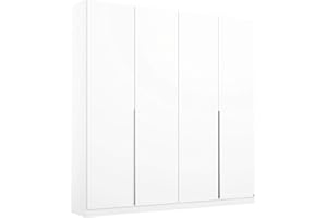 ‎RAUCH MÖBEL Rauch Möbel Alabama Wardrobe, White, Hinged Door Cupboard, 4 Doors, Includes Basic Accessory Pack of 2 Clothes Rails and 4 Shelves, 181 x 229 x 54 cm (W x H x D)