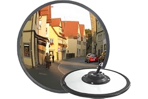 RMAN® Espejo de Tráfico Convexo 30 cm Espejo de Seguridad de Vigilancia con Visión de Gran Angular Ajustable 130º para Garajes, Almacenes, Vehículos, Parques, Resistente a la Intemperie