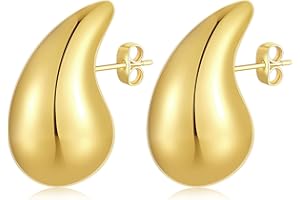 ASHYLE Handmade Ohrringe Gold Hängend, Goldene Ohrringe Damen, Tropfen Vergoldete Earrings for Women, Modeschmuck Chunky Hoop Earring Dupes für mädchen