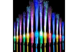 OWOAOOWL Leuchtwedel,20 Stück LED Leuchtstab Glasfaser, Leuchtstäbe Knicklichter Partyzubehör,3 Modi Bunt blinkende LED-Leuchtstäbe, Leuchtstab Kinder, Party Mitgebsel Kindergeburtstag für Weihnachten (A)