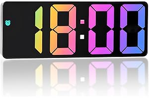 CECOMBINE LED Digital Alarm Clock, 3 Brightness Colorful Lights Levels Brightness Adjustable, USB/Battery Powered Temperature Date Time Display Voice Control, Suitable for Bedroom Office Children's room