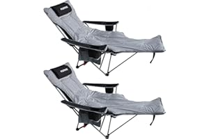 ‎POEPORE POEPORE Campingstuhl Faltbar mit Fußablage 4-Fach Verstellbarer Strandstuhl Liegestuhl Angelstuhl Campingstühle für Erwachsene mit Wattepad Kissen Getränkehalter Armlehnentaschen