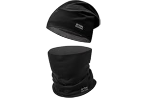 WK IEASON Winter Thermal Fleece Hat Neck Warmer Set,Winter Running Hat and Thermal Snoods, Unisex Scarf and Fleece Beanie for Running Jogging Skiing Cycling Snowboarding Climbing Outdoor Sports