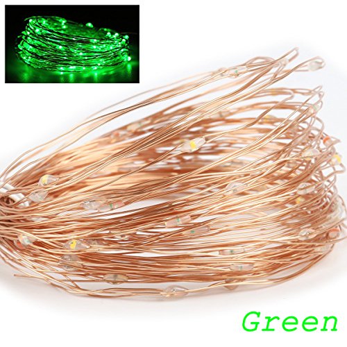 Preisvergleich Produktbild 100 LEDs Kupferdraht LED Kupfer Lichterkette, Batteriebetrieben Wasserdicht Sternen Lichterketten für Innen und Außen Hochzeit Party (10m, Grün)