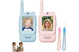 Video walkie-talkie for barn med kamera och skärmvisning som stöder video + röstväxlare, walkie-talkie med lång räckvidd for pojkar och flickor, jul och födelsedag(2pcsmix)