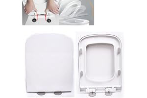 ANSIMIDA Toilet Seats SquareShaped with Soft-Closing Mechanism Quick-Release Function, Hygienic Toilet Seat Made of Antibacterial, Scratch-Resistant, Easy Installation White
