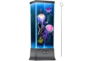 COLORLIFE Quallenlampe elektrische Quallen Tank-tischlampe mit Farbwechsel licht-Aquarium, Nachtlicht für Wohnzimmer, Schlafsäle Geschenk Men Home Deco für Zimmer Mood Light für Relax qualle schwarz