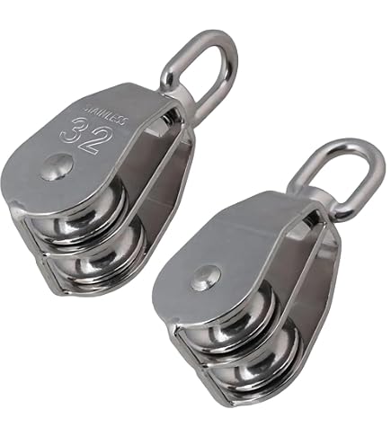 PATIKIL 304 Stainless Steel Pulley Set – Single & Double Block, 77/165 Lbs Capacity, Swivel Snap Hooks (2-Pack)