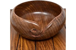 Ajuny Filato Ciotola con In Legno Filato Filo Guida Fori Fatto a Mano Elegante Design Filato Palla Supporto per Uncinetto e Lavoro a Maglia Ciotola Artigianato Archiviazione Regalo (6x3 Pollici)