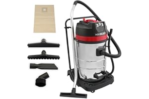 MAXBLAST Industrial Vacuum Cleaner Wet & Dry & Attachments Commercial Cleaning Stainless Steel (80 Litre)