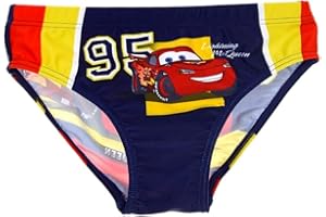 Flash Mc Queen Slip de Bain Tout imprimé Enfant garçon Cars Marine et Rouge de 3 à 8ans
