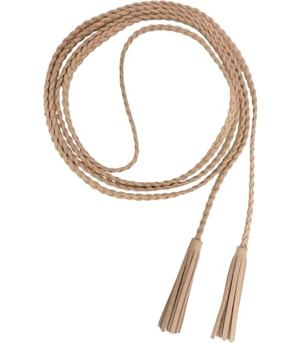 CALFOVERA Ceinture Fine Nouée Marron Style Bohème Élégante En