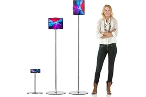 nediea Supporto da pavimento per tablet, asta in metallo regolabile in altezza per iPad, supporto da pavimento girevole a 360° per iPad/iPad Pro/iPhone/per Samsung/per Kindle o dispositivi da 4,7-12,9