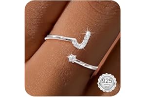 Maynor A-Z Buchstaben Ring Silber 925 Damen Cubic Zirkonia Wasserfeste Ringe – Verstellbare Rings von Größe 50 bis 60 Daumenring Fingerring Initialen Schmuck