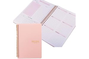 Loiisgy Undated Weekly Planner, Weekly Goals A5 Notebook, Habit Tracker Journal, To Do List Planner with Spiral Binding, Tracker and Goal Planner, 8.3" x 5.8", Pink