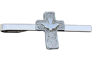 WILLIAM STURT FINE PEWTER William Sturt - Clip de corbata con diseño de cruz de paloma, regalo religioso, hecho a mano en peltre británico, peltre