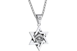 U7 Star of David Pendant Necklace for Men Women, Stainless Steel/925 Sterling Silver, Gold/Black/Rose Gold/Blue Plated, Israel Jewish Jewellery Hexagram Necklace