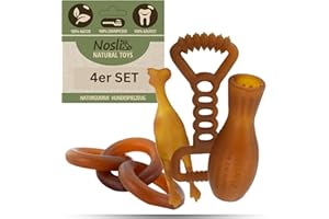 Nosli Natural Toys zestaw zabawek dla psów • 100% naturalny kauczuk • pielęgnacja zębów i zabawka do żucia • wytrzymałe zabawki do rzucania i rozdrabniania dla małych i dużych psów • zabawka