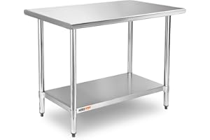 HZEEMFG Stainless Steel Table for Prep & Work 36 x 24 inches 3ft,18-gauge 430 Stainless Steel Commercial Heavy Duty Metal Table for Restaurant,Home, Hotel, Laundry Room,Garage,Workshops