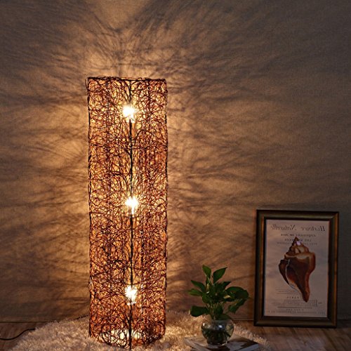 Preisvergleich Produktbild LightSei- Creative Rattan Stehleuchte Wohnzimmer Schlafzimmer Stehleuchte Arbeitsleuchten Bedside Rattan Stehleuchte ( Farbe : Braun )