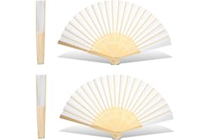 Xthrotsenk 4pcs White Folding Hand Fan Folding Paper Fans Bamboo Chinese Handheld Fan Folded Fan for DIY Decoration Japanese Style DIY Blank Paper Fan for Women Wedding Party Favors Summer