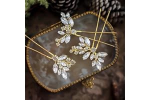 Cubahop Horquillas para el pelo de novia de cristal, accesorios para el pelo de boda, pinzas para el pelo de novia para mujeres y niñas (dorado)