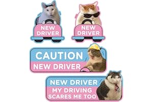 NHQZ 4 Pezzi Adesivo avvertimento riflettente, Adesivo per Neopatentati per Principianti Alla Guida di Auto