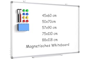 DOLLAR BOSS Tableau blanc effacable, Tableau blanc magnétique 80x100cm whiteboard, Tableau effacable mural, Cadre en aluminium Whiteboard, Tableau effaçable à sec avec marqueurs et effaceur