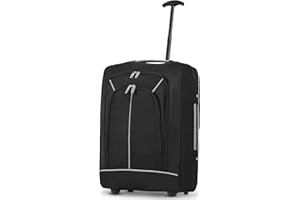 ESSENTIALS2PUBLIK 35L Cabin Trolley Bag Travelling Luggage, Lightweight 50x35x20cm Multi-Pocket Hand Luggage Suitcase with Wheels Telescopic Handle, Size Approved for Ryanair, EasyJet, British Airways (Grey-Black)