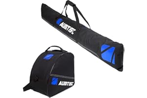AUMTISC Housse Ski Rembourrée,Sac Ski - Sac de Ski et Chaussures avec Longueur Réglable jusqu'à 200 cm - Parfait pour Skis, Bottes et Casques