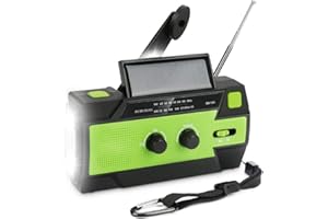 Radio solaire d'urgence CestMall 4000 mAh à manivelle portable AM/FM/NOAA avec lampe de poche et détecteur de mouvement, chargeur de téléphone portable, alarme SOS pour la maison et les urgences