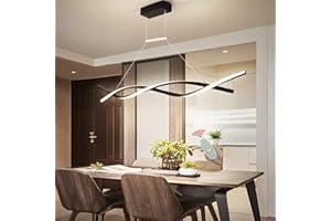 LANEKD Nowoczesna lampa wisząca LED, ściemniana, lampa kuchenna, do jadalni, salonu, stołu, z regulacją wysokości, z pilotem zdalnego sterowania, do biura, baru (czarna, dł. 120 cm)