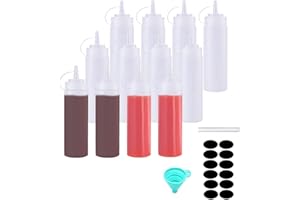 Tebery 12 confezione 8oz (240ml) plastica spremere Squirt condimento bottiglie con tappo da avvitare coperchi e discreta misurazioni