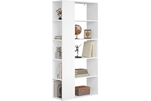 eSituro Bücherregal, Standregal mit 10 Fächern, Aufbewahrungsregal Büroregal, offenes Regal für Wohnzimmer Arbeitszimmer Büro, platzsparend, 78x160x30 cm, Weiß