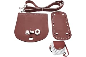 CALFOVERA 3PCS PU Leather Bag Base Knitting Set Oval Handbag Bottom Shaper Pad Adjustable Shoulder Strap Flap Cover Accessories for Crochet DIY Handbag Purse Backpack Crossbody Bag Replacement Beige