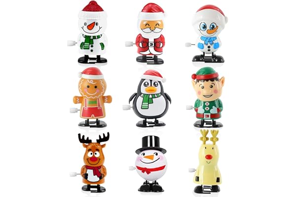 Montrestar Lot de 9 Jouets à Remonter de Noël, Cadeaux de Table, Crackers Noel et Calendrier de l'Avent pour Enfants, Figurines Mecaniques pour Sacs de Fête et Petit Cadeau Noel