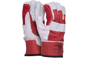 DONAU SAFETY Wytrzymałe skórzane rękawice robocze typu docker/rozmiar 10,5/ XL - 1 para/wykonane z wysokiej jakości skóry bydlęcej/rękawice ochronne/część palmarer pokrywa dwie pełne klapki