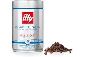 ‎ILLY illy, Kaffeebohnen Zum Mahlen ENTKOFFEINIERT, 100% Arabica Mit Noten Von Karamell, Schokolade Und Geröstetem Brot, Ohne Koffein, Ausgewogener Geschmack, 1 Dose mit 250g
