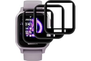 Beukei Screen Protector for Garmin Venu sq/sq Music,[3 Pack] Tempered Glass[Support Fingerprint Sensor][3D Curved][9H Hardness] Protective Film