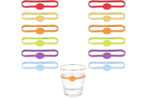 GHEART Marqueur de Verre à Vin en Silicone, Bandes de Marqueurs en Silicone, Marque Verre à Vin, Anneaux de Verre à vin, Réutilisables, pour fête, Bière, Cocktail, Champagne, Boissons, Couleurs Mélangées