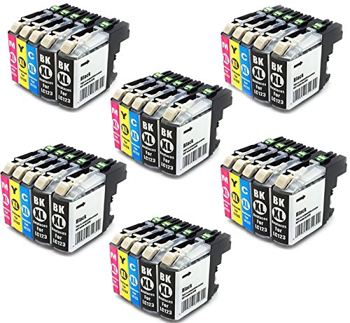 30x Tinte Patronen Druckerpatronen für Brother DCP-J552DW MFC-J470DW MFC-J650DW MFC-J870DW DCP-J132W DCP-J152W DCP-J172W DCP-J752DW DCP-J4110DW MFC-J245 MFC-J4410DW MFC-J4510DW MFC-J4610DW MFC-J4710DW MFC-J6520DW MFC-J6720DW MFC-J6920DW kompatibel zu BROTHER LC123BK LC123C LC123M LC123Y