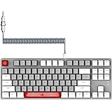 AJAZZ AK873-75% Wired Gaming Keyboard with Coiled Usb C Cable-Hot Swappable Red Switch Mechanical Keyboard-LIGHTSYNC RGB TKL 