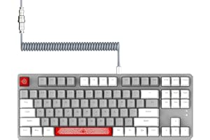 AJAZZ AK873-75% Wired Klawiatura do Gier-TKL 80% Hot Swappable Klawiatura Mechaniczna Red Switch-Spiralny USB C Kabel-RGB Compact 87 Keys PBT Keycaps-Zdejmowana Magnetyczna Górna Pokrywa for PC/Mac