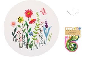 IZEERA Embroidery Set for Cross Stitching Embroidery Starter Kits for Adults Beginners - DIY Stamped Floral Pattern with Instructions, Threads and Needles for Crochet Sewing Craft Kit